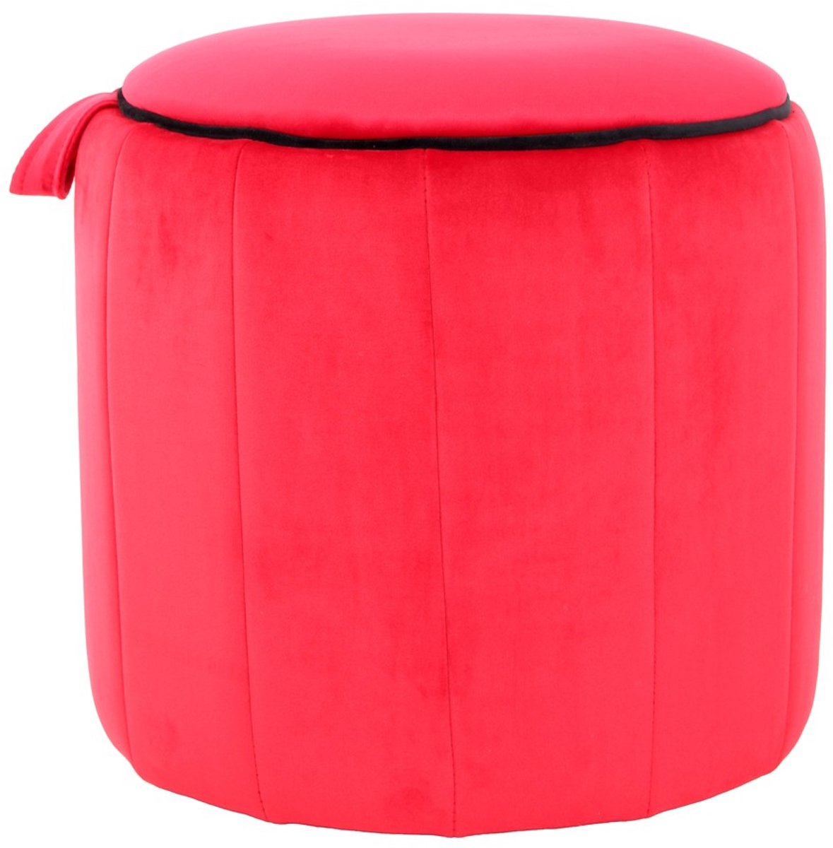 Padiro ronde poef Ø 43 x 42 cm - rood - stoffen bekleding - decoratieve lus en contrasterende rand