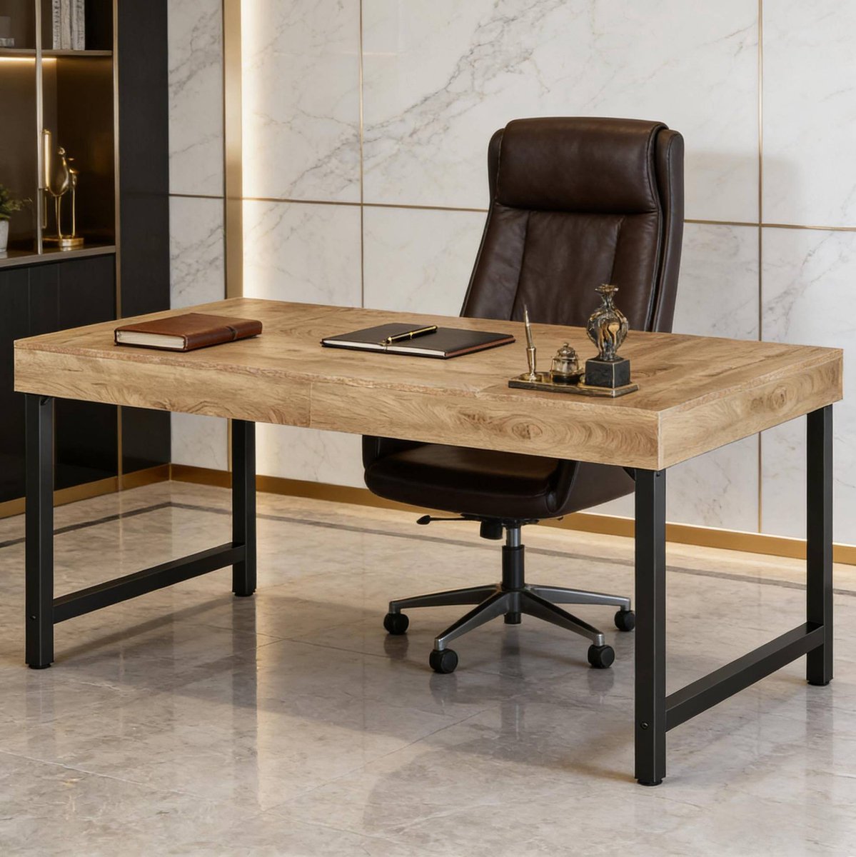 MODFU - Bureau - Rustiek - MDF - Zwart Bruin - 140 X 70 Cm