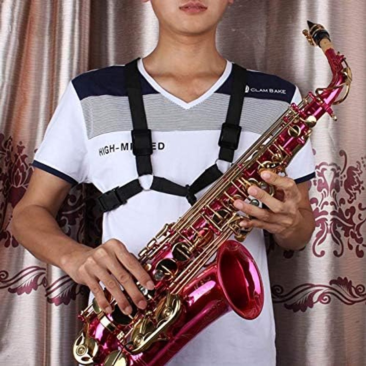 Verstelbare Zachte Saxofoonborstband met Standaard Gesp voor Soprano Tenor Altsaxofoon