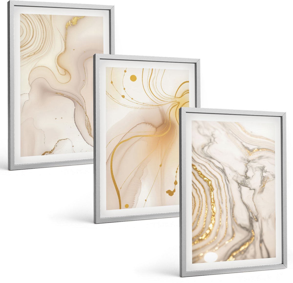 Coloray 3-Delige Schilderij Set - Subtiele Abstracte Verfspatpatronen - 40 x 60 cm - Wanddecoratie - Schilderijen Set - Kantoor - Woonkamer Decoratie
