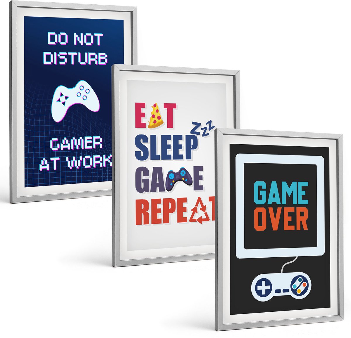 Coloray 3-Delige Schilderij Set - Ondertitels Voor Gamers Met Een Entertainmentthema - 40 x 60 cm - Wanddecoratie - Schilderijen Set - Kantoor - Moderne Wanddecoratie