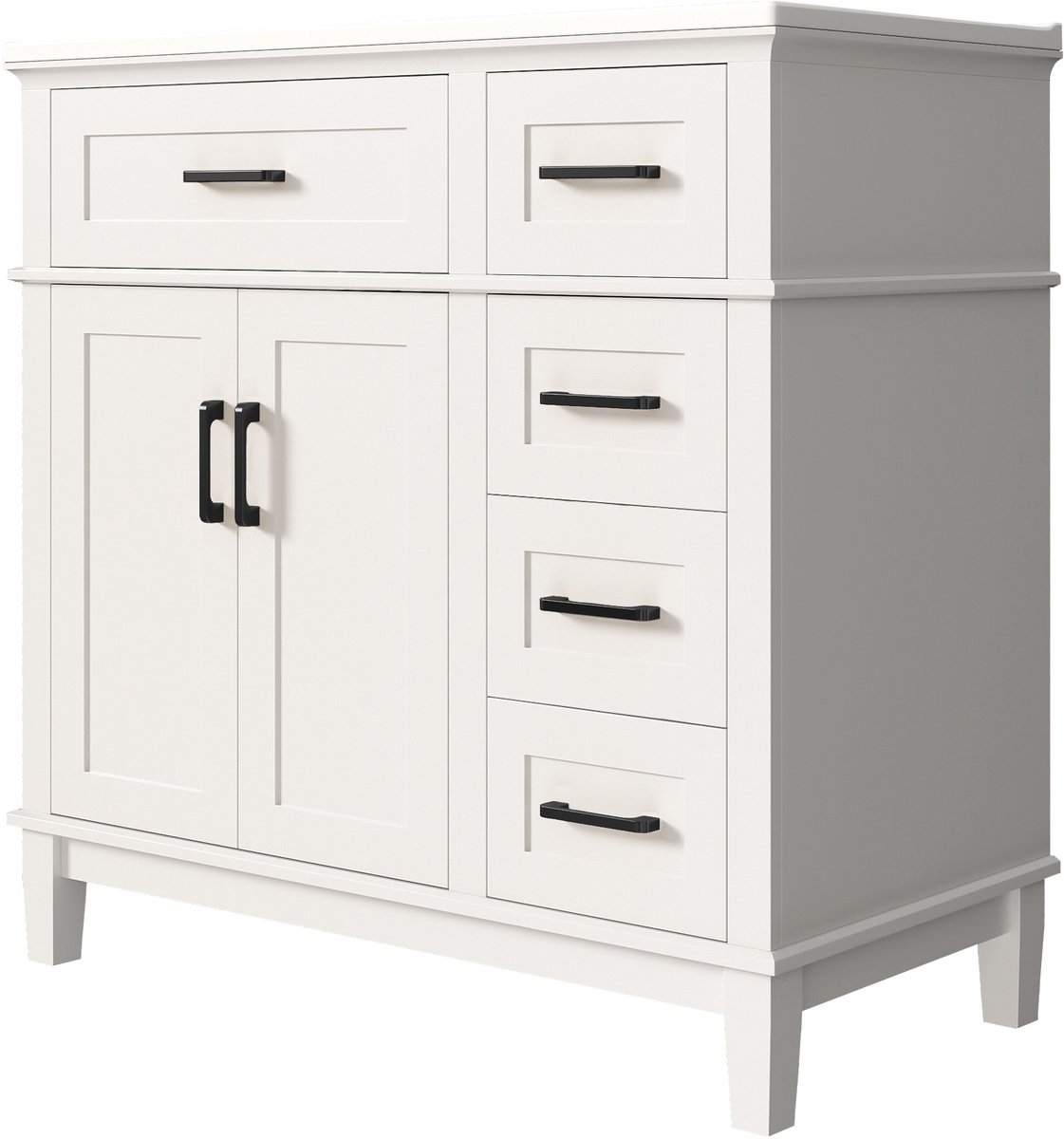 Vrijstaand badkamermeubel 90 cm wit - Geïntegreerde keramische wastafel - Wastafelonderkast met deuren - 90x46x87 cm - Opbergen - Badkamer