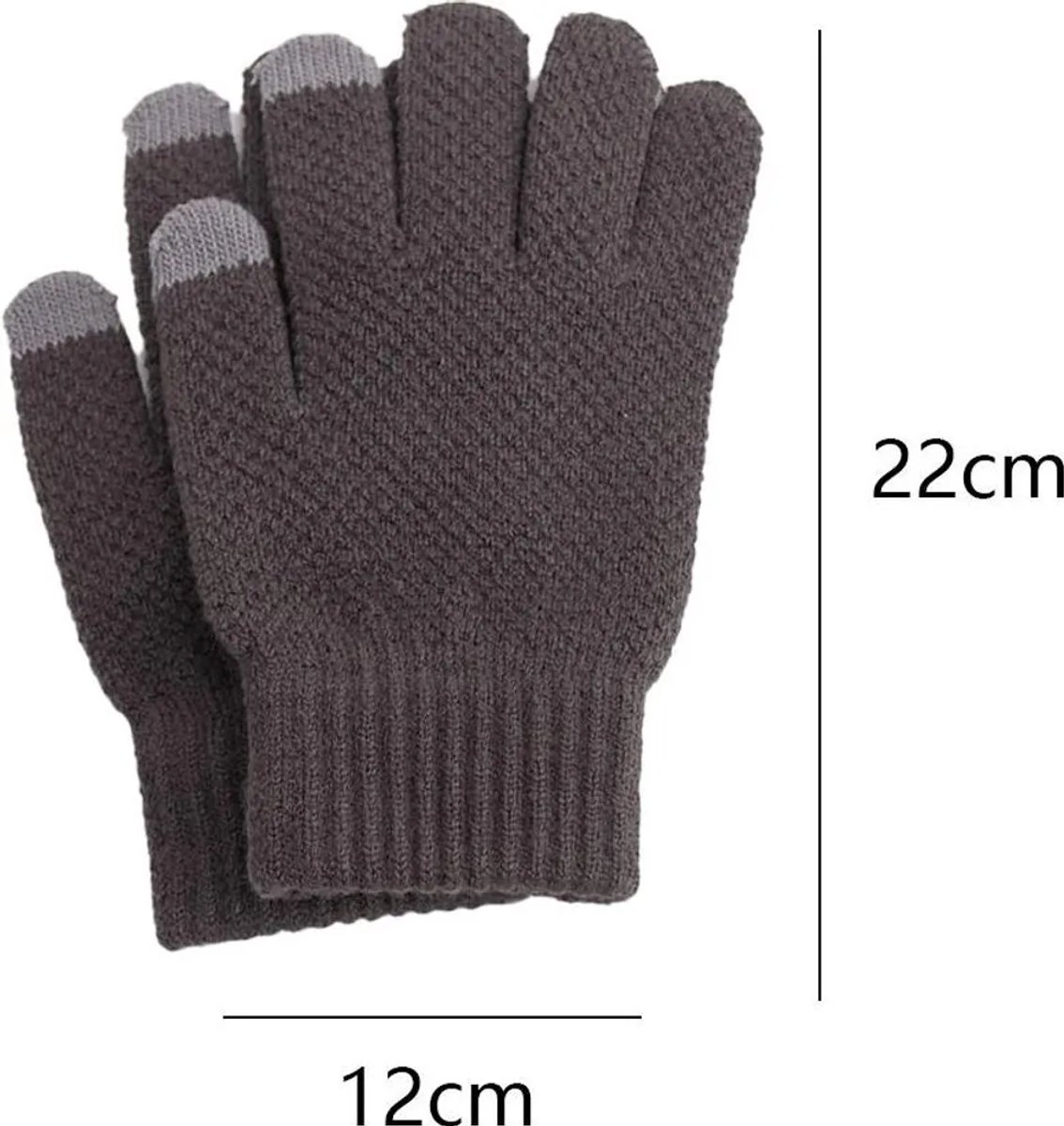 Touchscreenhandschoenen Geschikt voor de winter. Warme, Geschikt voor wol gevoerde gebreide handschoenen. Elastische boorden.
