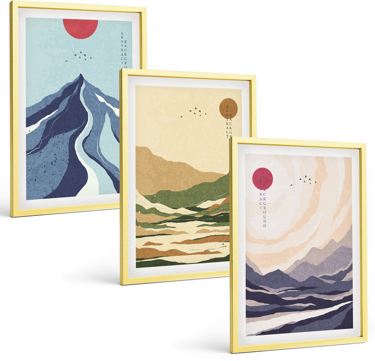 Coloray 3-Delige Schilderij Set - Zomerse Strandgezichten En Zeegezichten - 40 x 40 cm En 40 x 60 cm - Decoratieve Schilderijen - Wanddecoratie - Hal