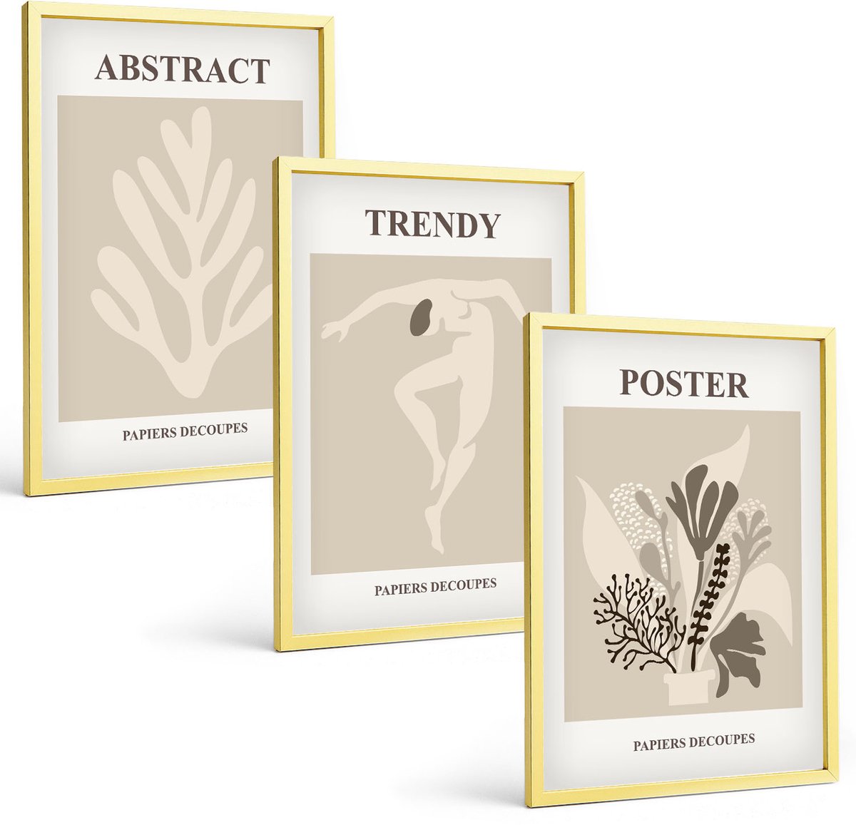 Coloray 3-Delige Schilderij Set - Citroenen Aan Takken Met Blauwe Bladeren. - 40 x 40 cm En 40 x 60 cm - Wanddecoratie - Muurdecoratie - Moderne Interieurdecoratie - Woonkamer Decoratie