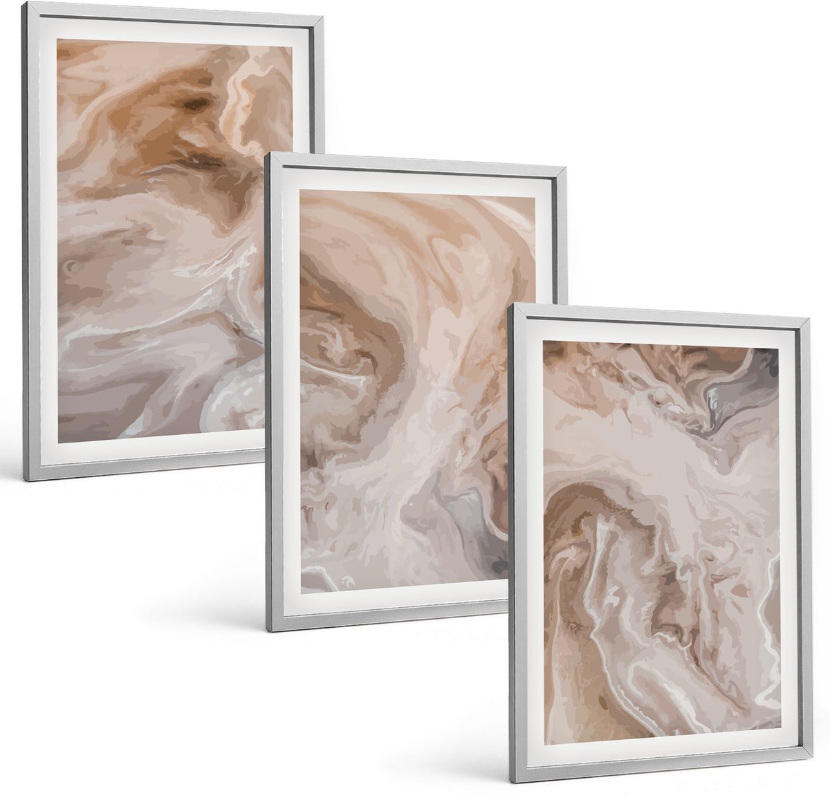 Coloray 3-Delige Schilderij Set - Abstracte Marmerpatronen, Steentexturen - 40 x 60 cm - Wanddecoratie - Schilderijen Set - Kantoor - Woonkamer Decoratie