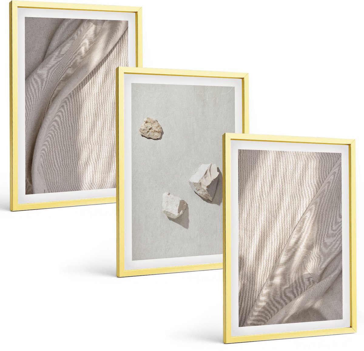 Coloray 3-Delige Schilderij Set - Close-Ups Van Moderne Boho-Stijl Structuren - 40 x 40 cm En 40 x 60 cm - Decoratieve Schilderijen - Woonkamer - Interieur