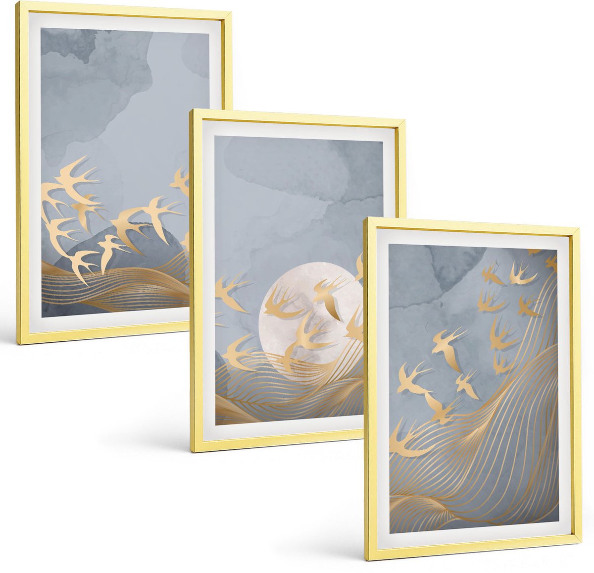 Coloray 3-Delige Schilderij Set - Gamepads Spelersinscripties Pictogrammen - 40 x 40 cm En 40 x 60 cm - Muurdecoratie - Schilderijen Set - Woonkamer - Interieur Decoratie