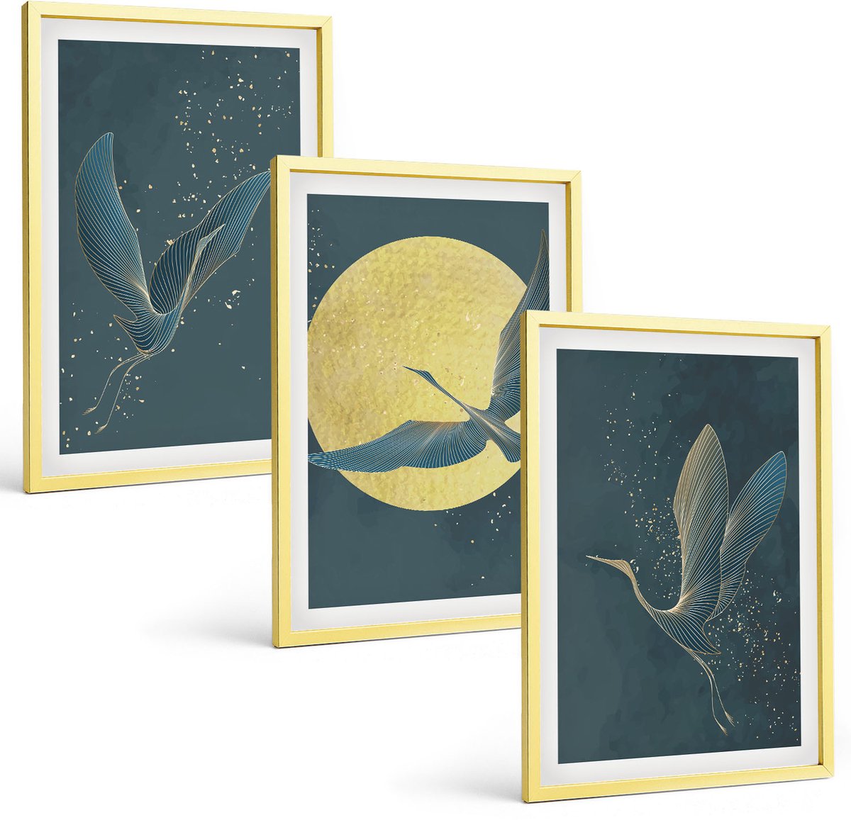 Coloray 3-Delige Schilderij Set - Sterrenbeeld Steenbok Sterren Boven De Bergen - 40 x 40 cm En 40 x 60 cm - Decoratieve Schilderijen - Wanddecoratie - Hal
