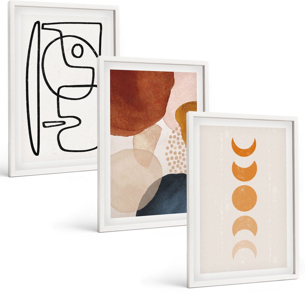 Coloray 3-Delige Schilderij Set - Abstracte Vormen En Kleuren, Modieuze Decoraties - 40 x 60 - Wanddecoratie - Moderne Interieurdecoratie - Interieur Decoratie