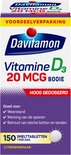Voordeelverpakking Davitamon Vitamine D3 20 mcg 800IE hoog gedoseerd, 150 smelttabletten met citroensmaak.
