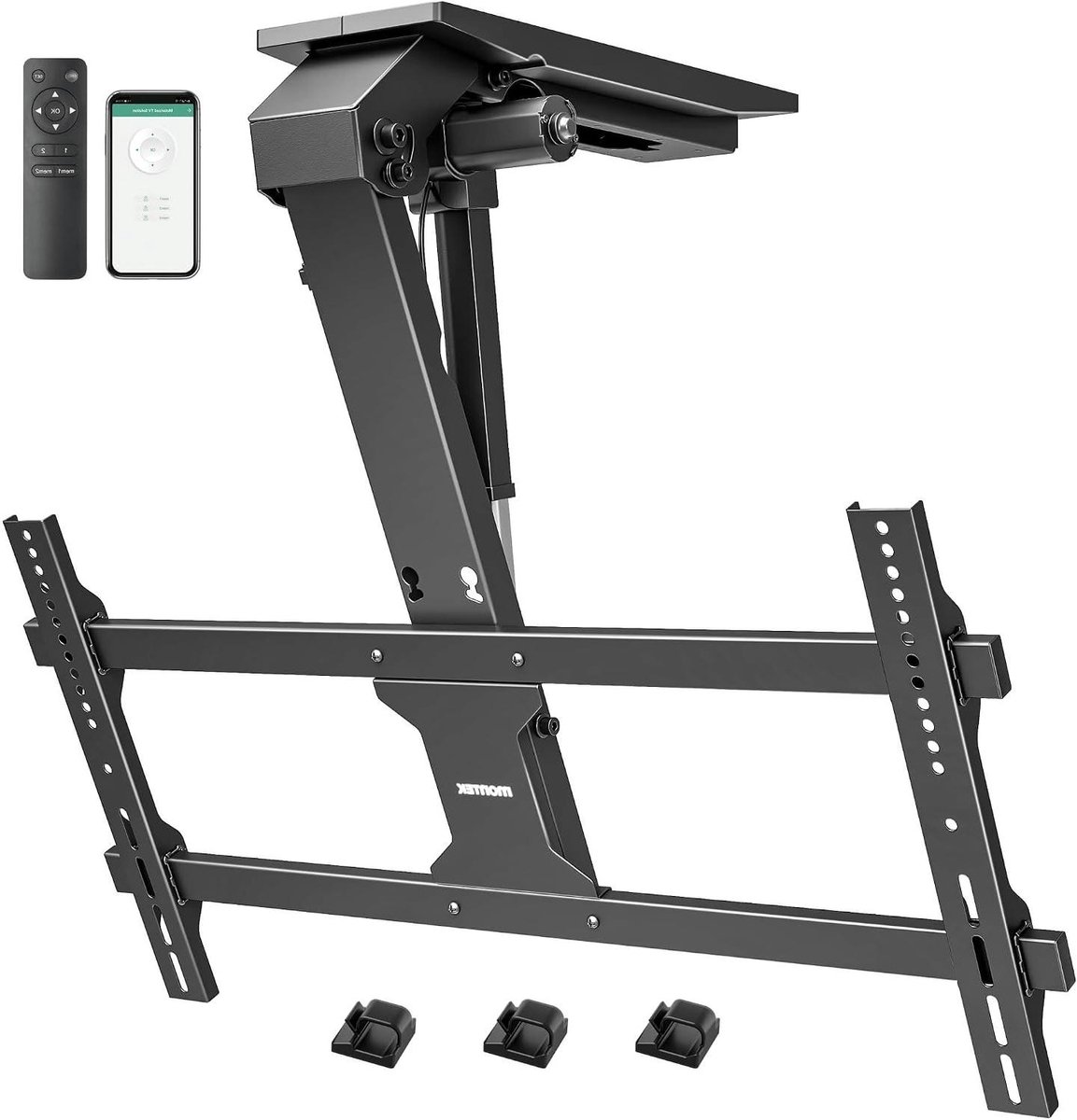 Elektrische TV Beugel - Plafondhouder Gemotoriseerd - Ruimte Besparen - App en Spraakbesturing - 43-86 inch - Zwart