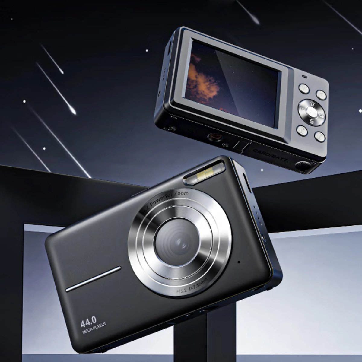 Digitale Camera 4K 64MP – Compactcamera met 16x Zoom – 2,8 Inch Scherm – Zwart