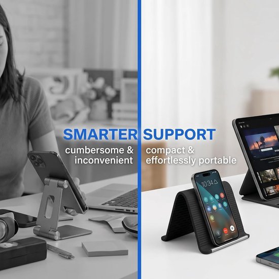 Flexibele Vouwbare Siliconen Telefoonhouder voor Mobiele Telefoons, Tablets en Laptops met Oprolbaar Ontwerp - Ideaal voor Thuis en Op Kantoor — afbeelding 4