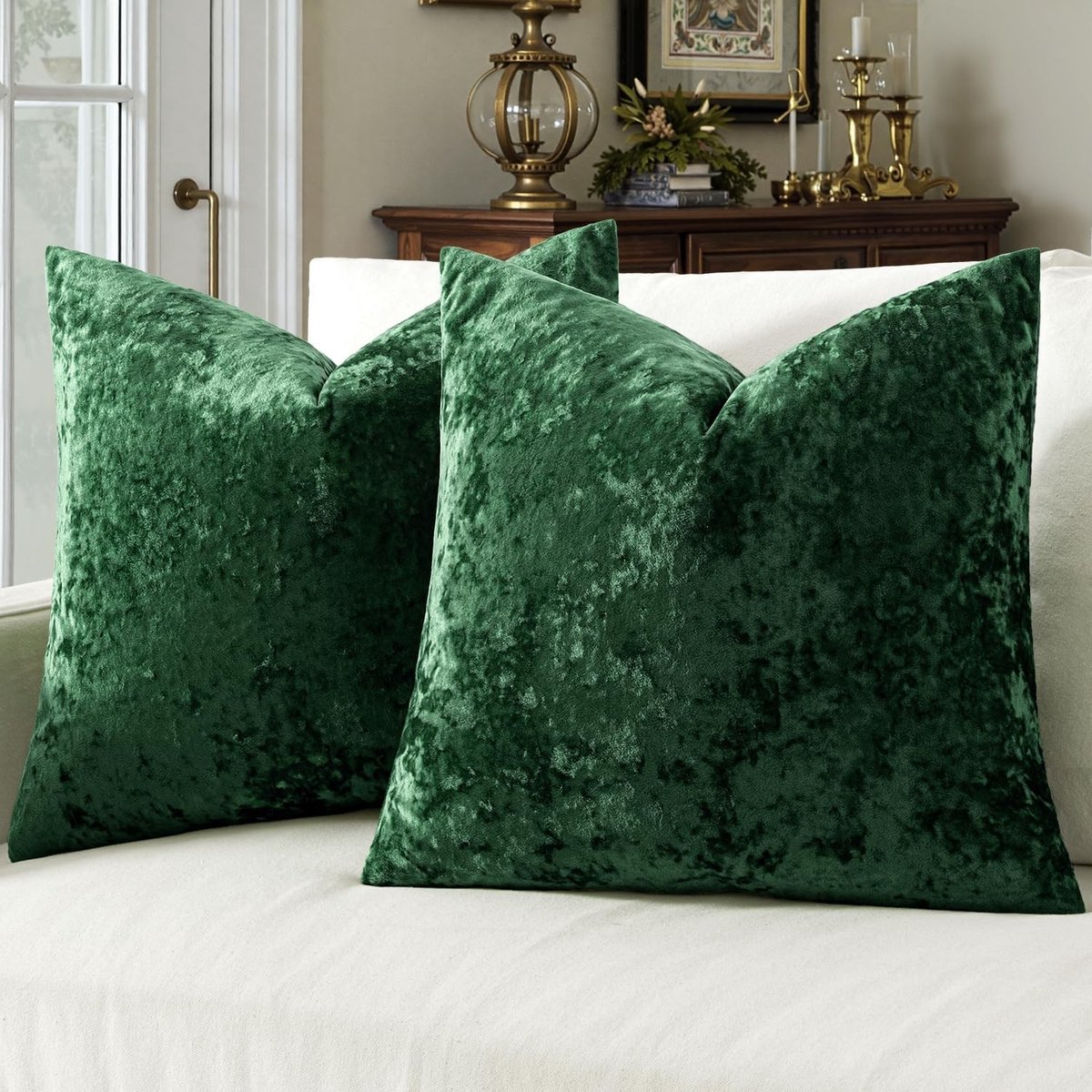 Cushion Covers voor Kerstmis en Slaapkamer, Vierkante Kussenhoezen voor Woonkamer, Set van 2, 50 x 50 cm, Decoratieve Kussens met IJsbloem Design