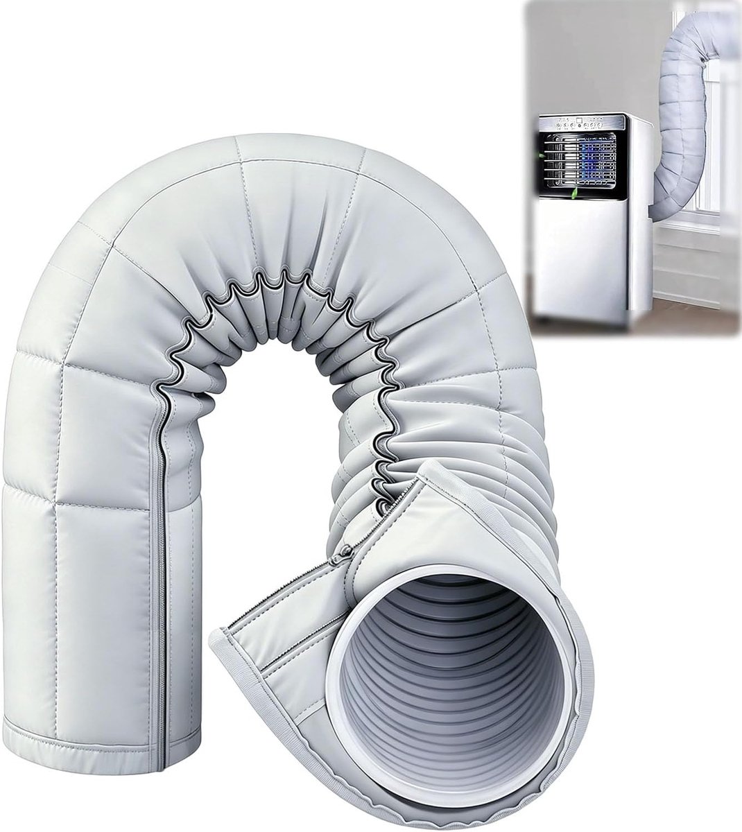 Isolatie Slangafdekking Voor Airconditioning, 12,7 Cm Tot 15 Cm Diameter, Ritssluiting A, Zwart