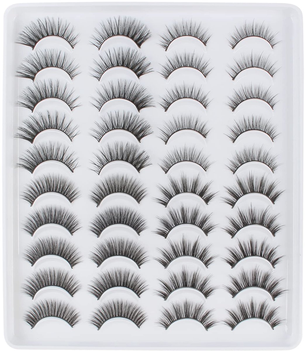 Parriparri Natuurlijke Nepwimpers 4 Styles 3D Herbreekbare Zachte Nepwimpers 20 Paren Pluizige Nertswimpers Dunne - ShopVlot