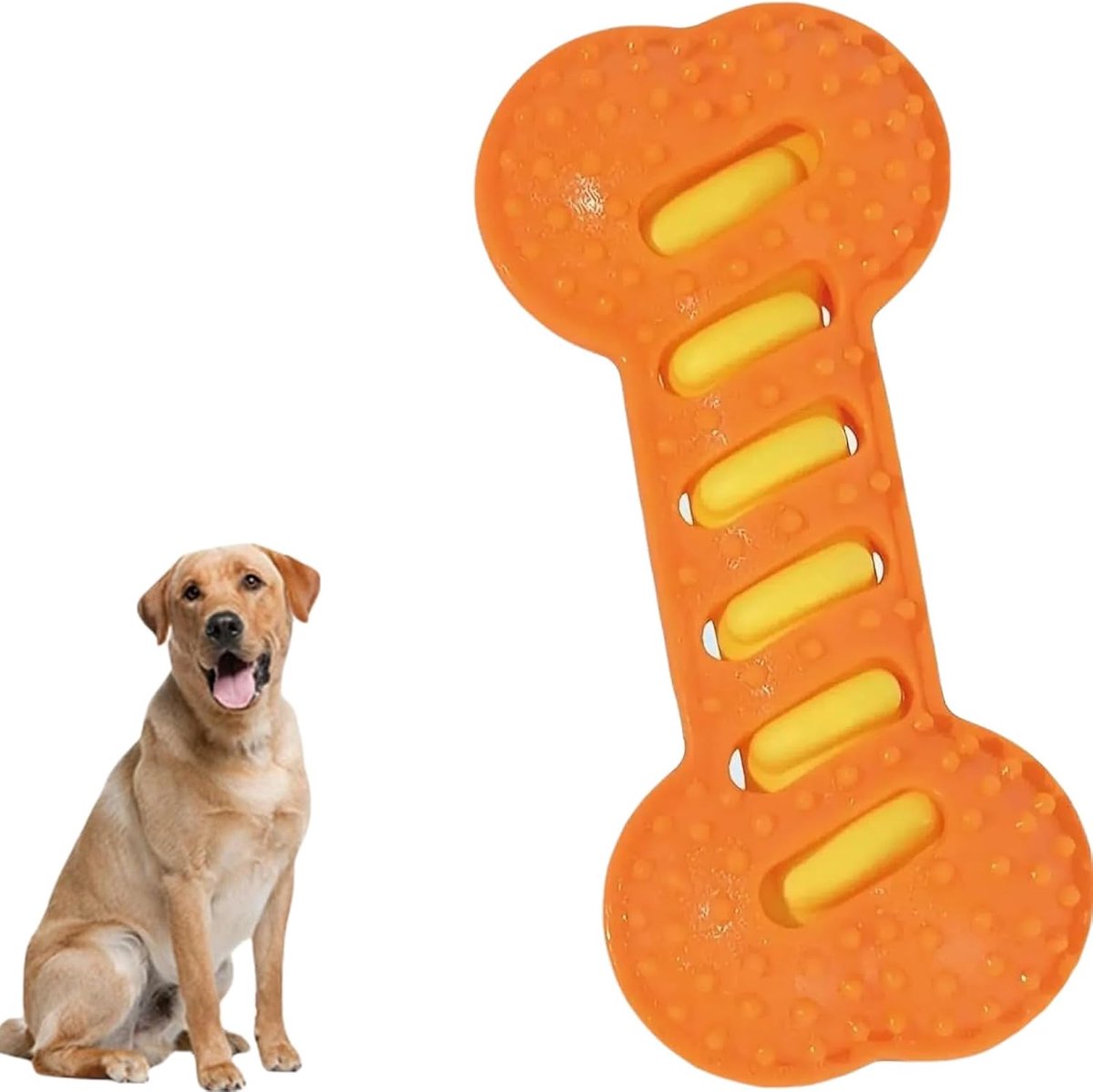 Tandenslijpbotten voor honden, bijtbestendig interactief trainingsspeelgoed, duurzaam speelgoed voor puppy’s, kauwbotten voor honden (oranje)