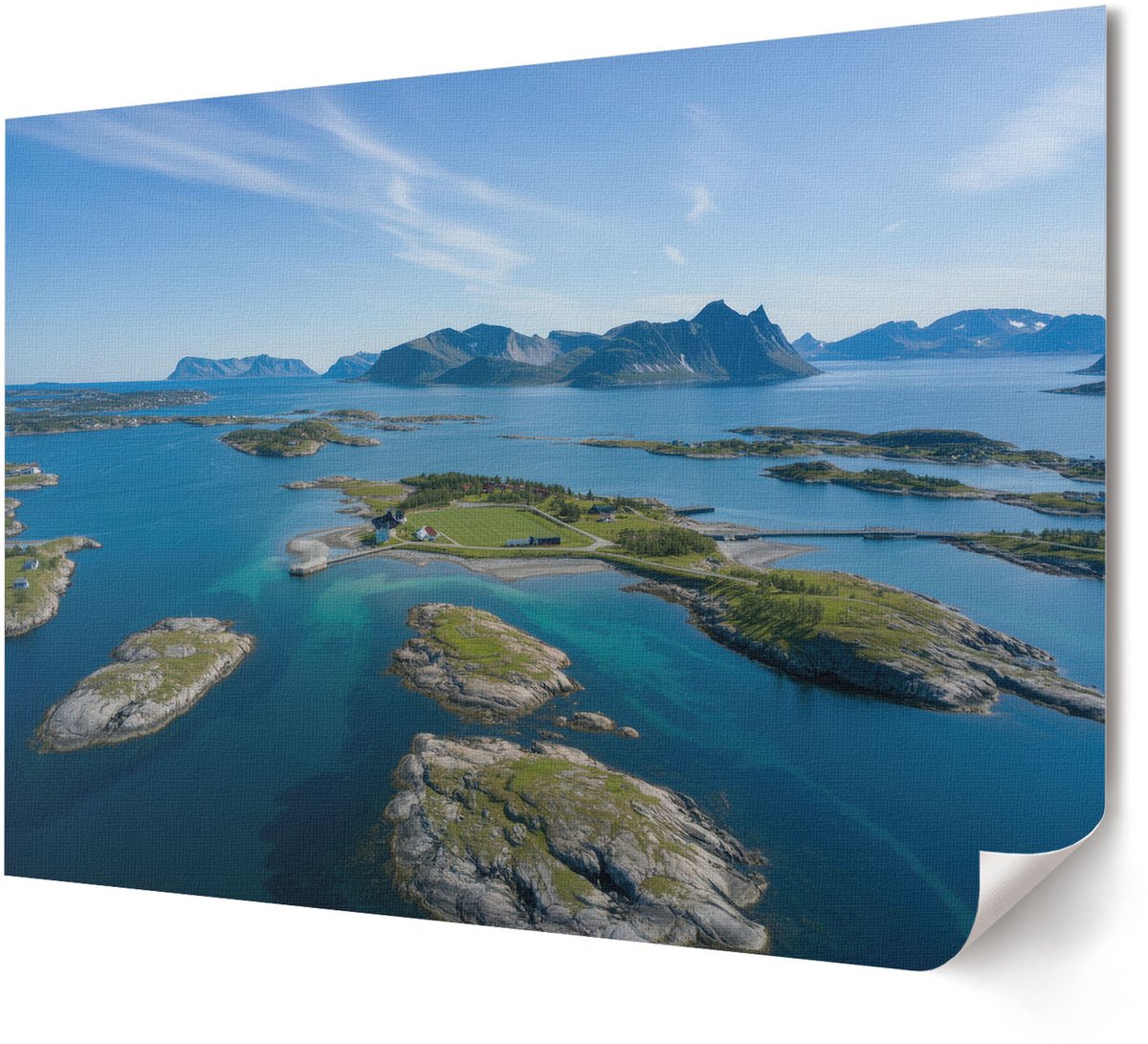 Coloray Polycanvas Wandposter - Witte Boten, Fotografie - A4 - Blauw Wandposter - Rechthoek - Canvasposter - Woonkamer, Slaapkamer, Kantoor - Modern