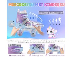 OLYSPM Rolschaatsen voor meisjes, rolschaatsen voor kinderen, 4 maten, verstelbare rolschaatsen met 8 knipperende - ShopVlot