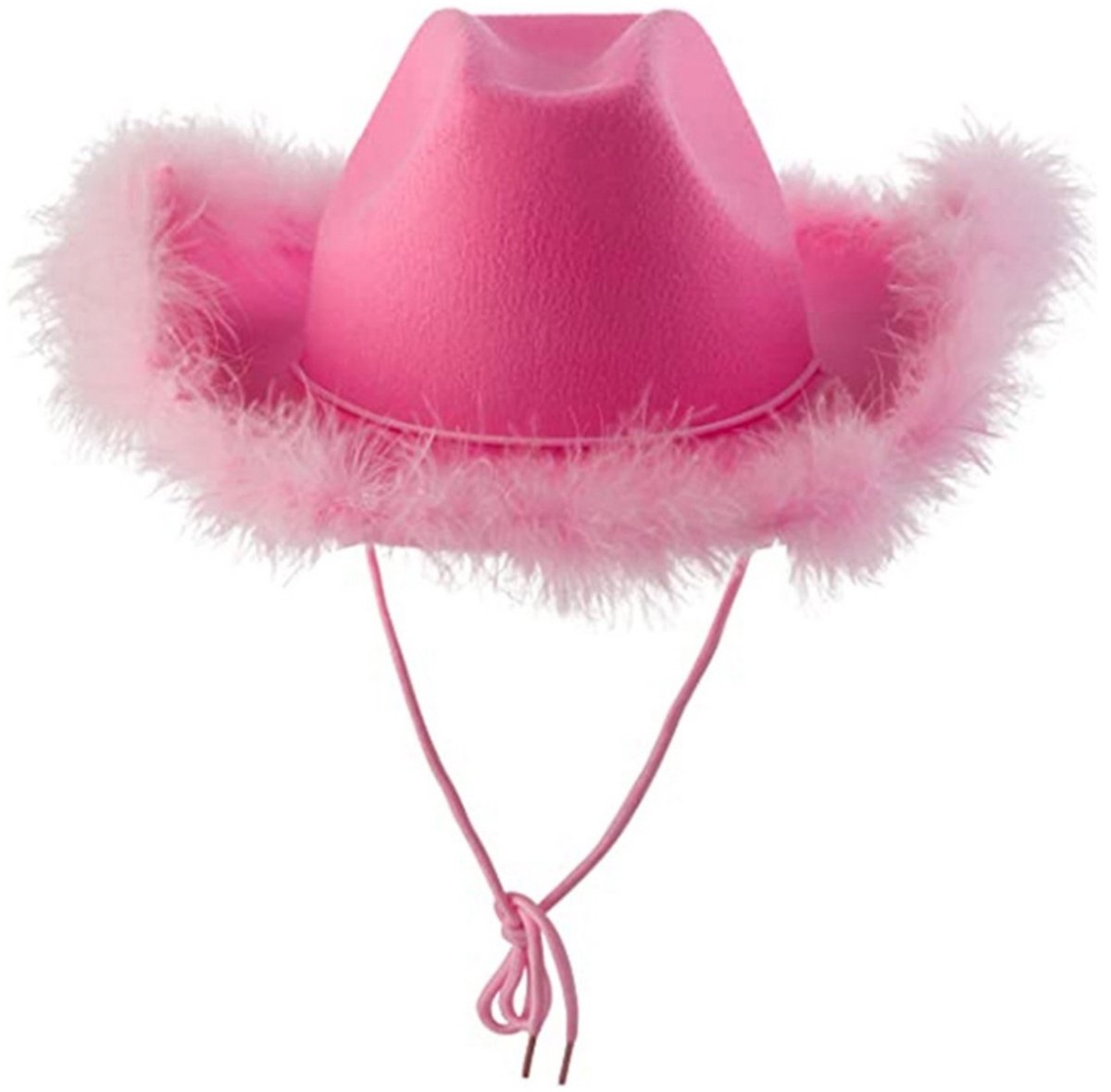 Cowboyhoed Dames - Cowgirl Hoed - Western Hoed - Vilten Hoed met Kinband - Brede Gebogen Rand - Voor Feesten, Festivals en Dagelijks Gebruik - Hoofdomtrek 58 cm