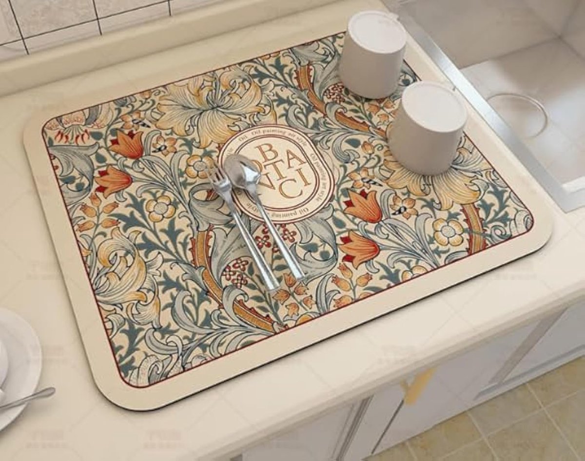 Afdruipmat Organizer - Aanrechtmat voor Kraan - 30 x40cm - Beige-Kraanmat / Afdruipmat - Droogmat -Wit-Kraanmat / Afdruipmat
