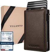 Vylento Discovery Pro - Premium Pasjeshouder Uitschuifbaar - RFID Kaarthouder Mannen & Vrouwen - 9 Pasjes - Muntvak met Rits en Geldvak - Inclusief Luxe Cadeaubox - Espresso