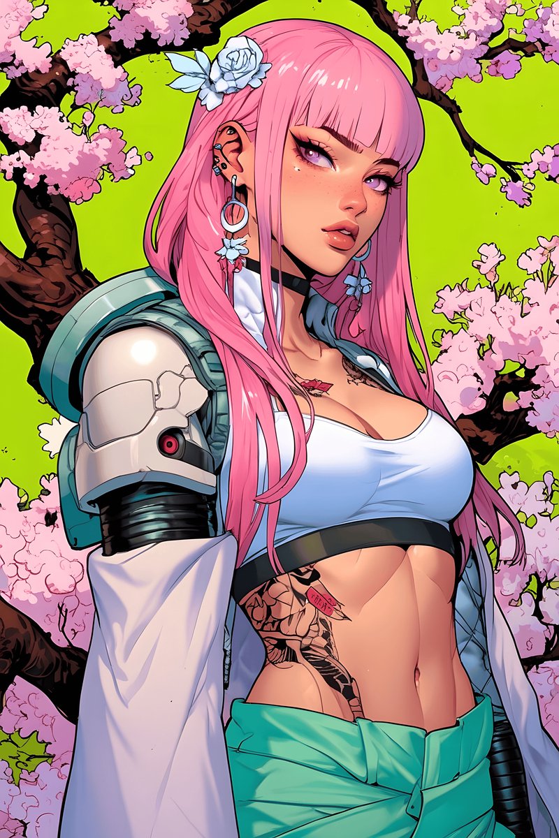 Mecha Poster - Roze - Biomech - Meisje - Sci-Fi - Futuristische - posters - formaat 70x100cm - Wanddecoratie - L2768MT