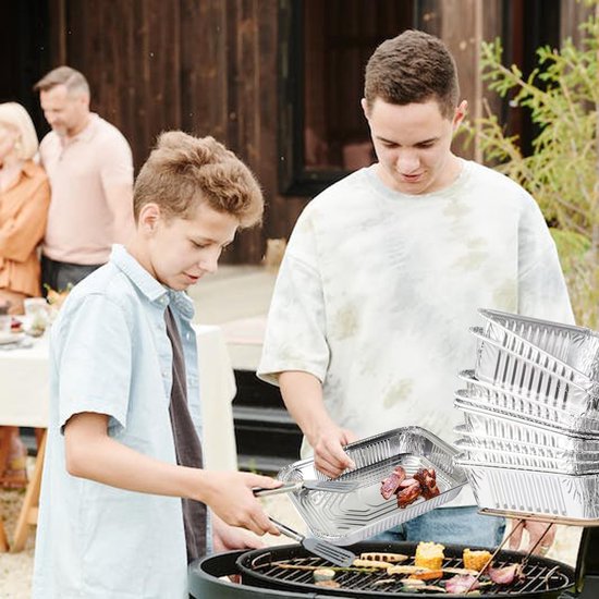 Aluminium Grillschalen - Zilver - 31 x 21 x 5 cm - Wegwerp Aluminiumfolie met Deksel - Voor Grillen en Bakken — afbeelding 2