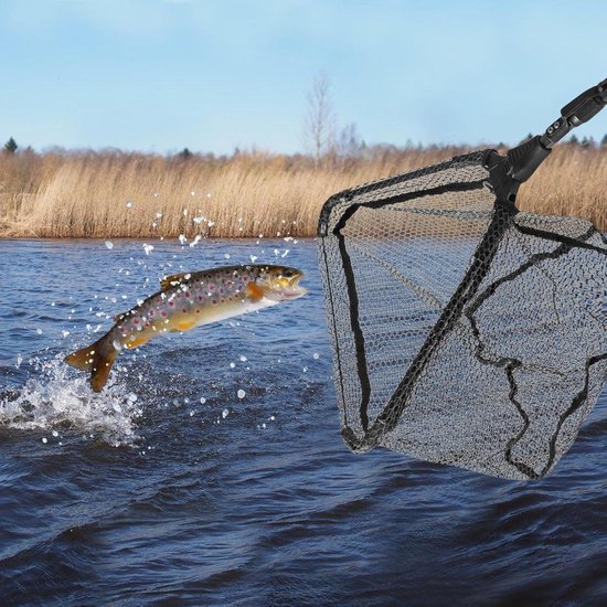 Schepnet Vissen - Opvouwbaar Net - Vangst Landen - Honingraat Net - 90 cm Uitschuifbaar - Zwart — afbeelding 2