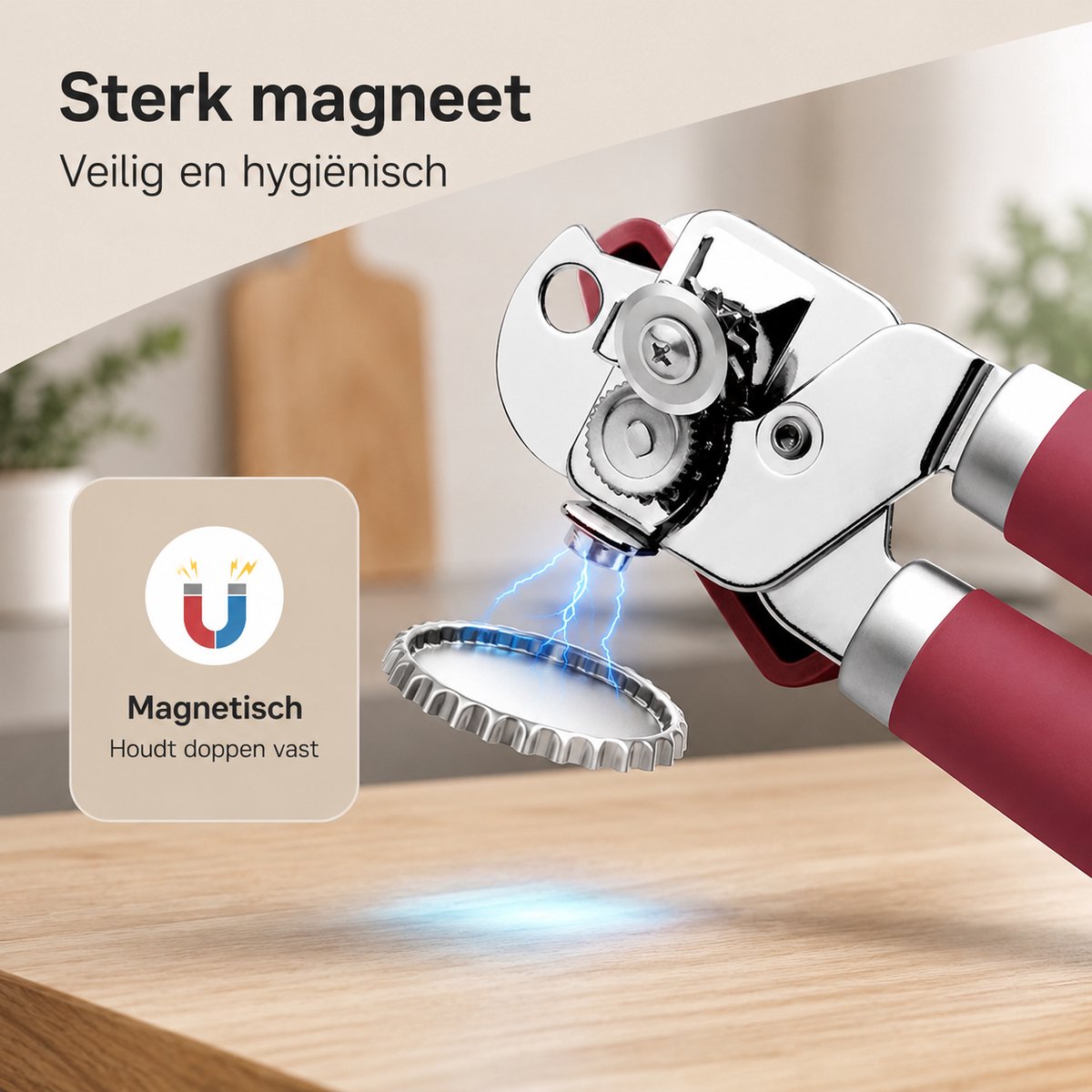 BOTC Blikopener - Met krachtige magneet - Veilig - Opent zonder scherpe randen - RVS - Silicone - Rood — cadeau in Cadeau-ideeën - foto 7