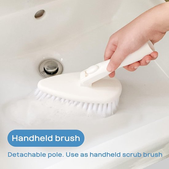 Douche Reinigingsborstel - Badkamer Scrubber - Schoonmaken Sanitair - Verstelbaar Lange Handvat - 130 cm - Wit Grijs — afbeelding 3