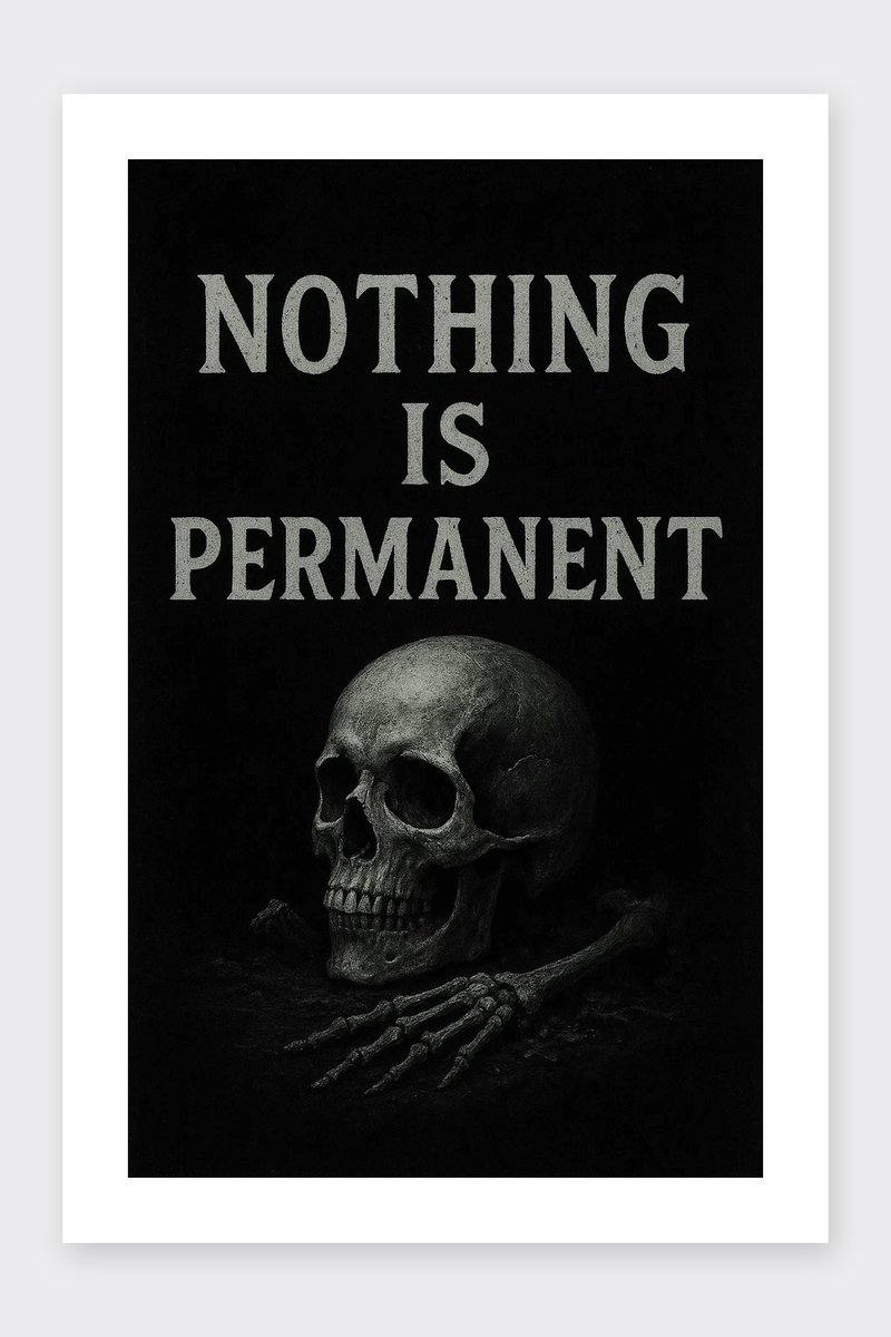 Nothing Is Permanent Poster - Teksten Posters - Quote - Zwart Wit - Passe-Partouts Effect - Wanddecoratie Gamekamer - 180 gram papier - B6187AZ - Formaat 60 x 90cm