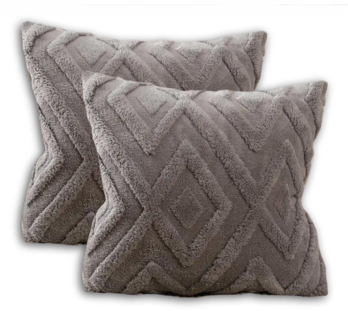 Trovano Sierkussen set van 2 40x40 cm Grijs | Inclusief binnenkussens | Vierkante, Zachte & Luxe Sierkussens voor Bank & Woonkamer