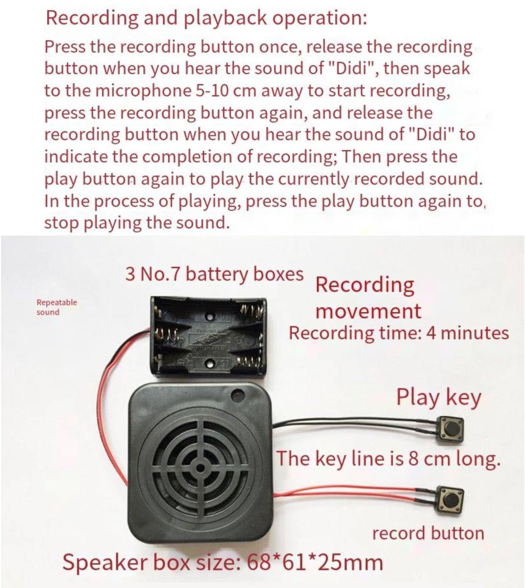 VOANZO DIY Voice Box 4 Minuten Opneembare Geluidsmodule voor Opname Speelgoed Geschenkdozen Creatieve Ambachten - ShopVlot