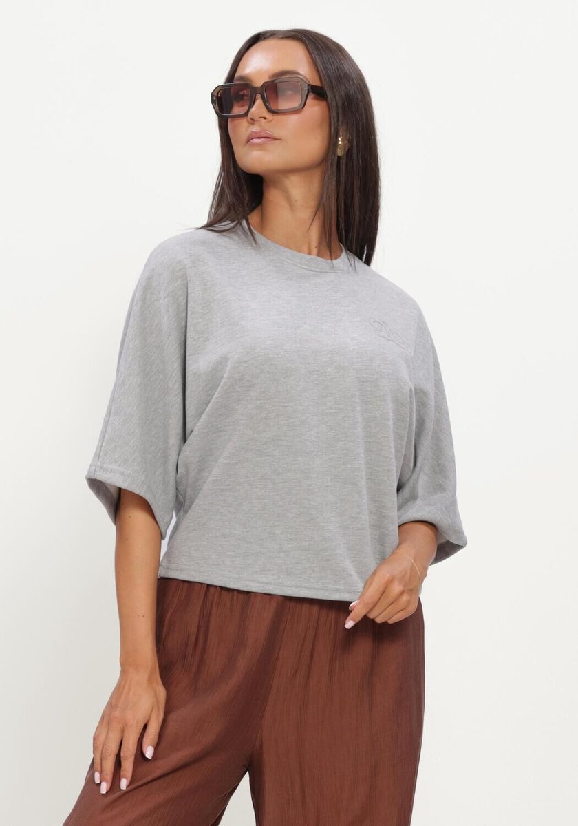 DANTE6 Devon Washed Batwing Sweat Dames - Sweater - Hoodie - Grijs - Maat M