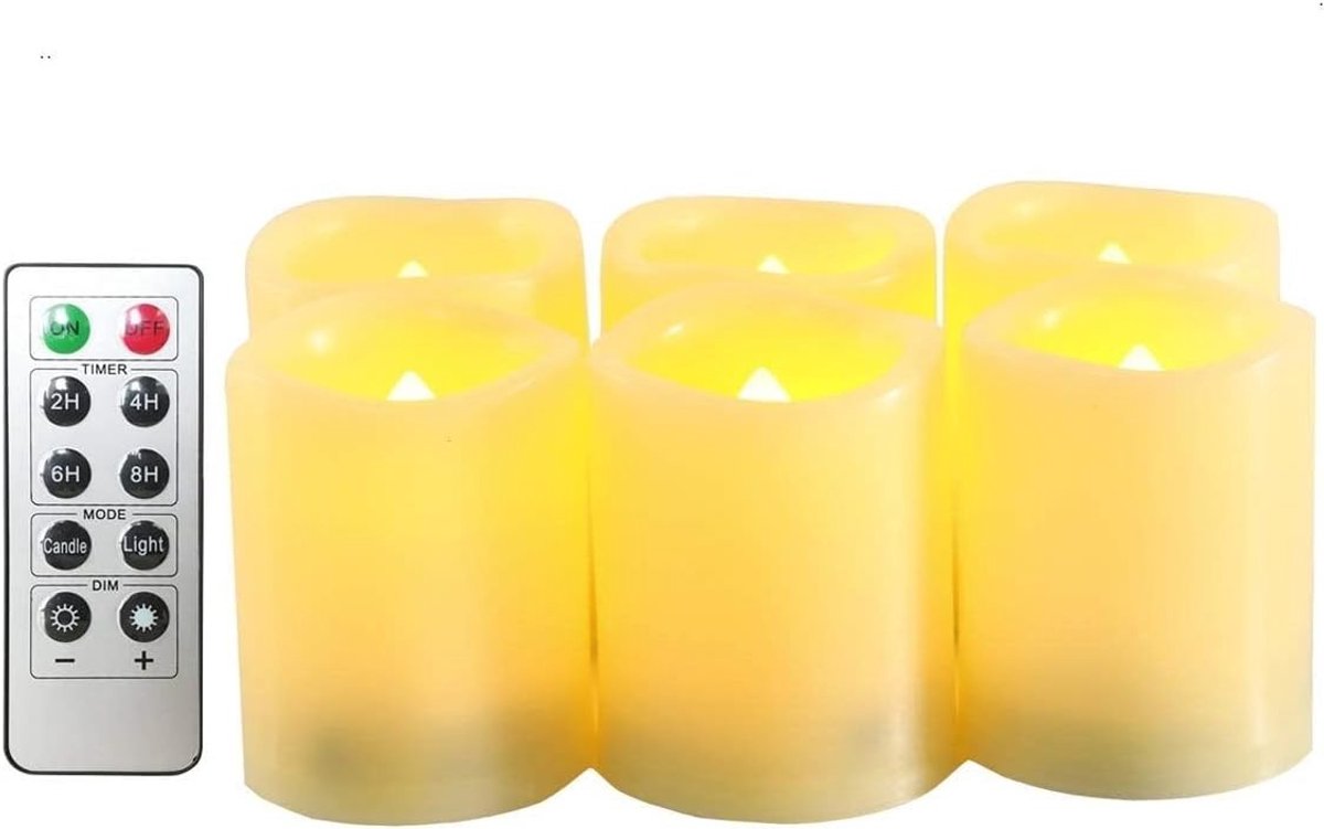 LED-kaarsen - Amber - 3,8 x 3,8 x 5 cm - Flikkerend met Afstandsbediening en Timer - Voor Sfeer en Veiligheid
