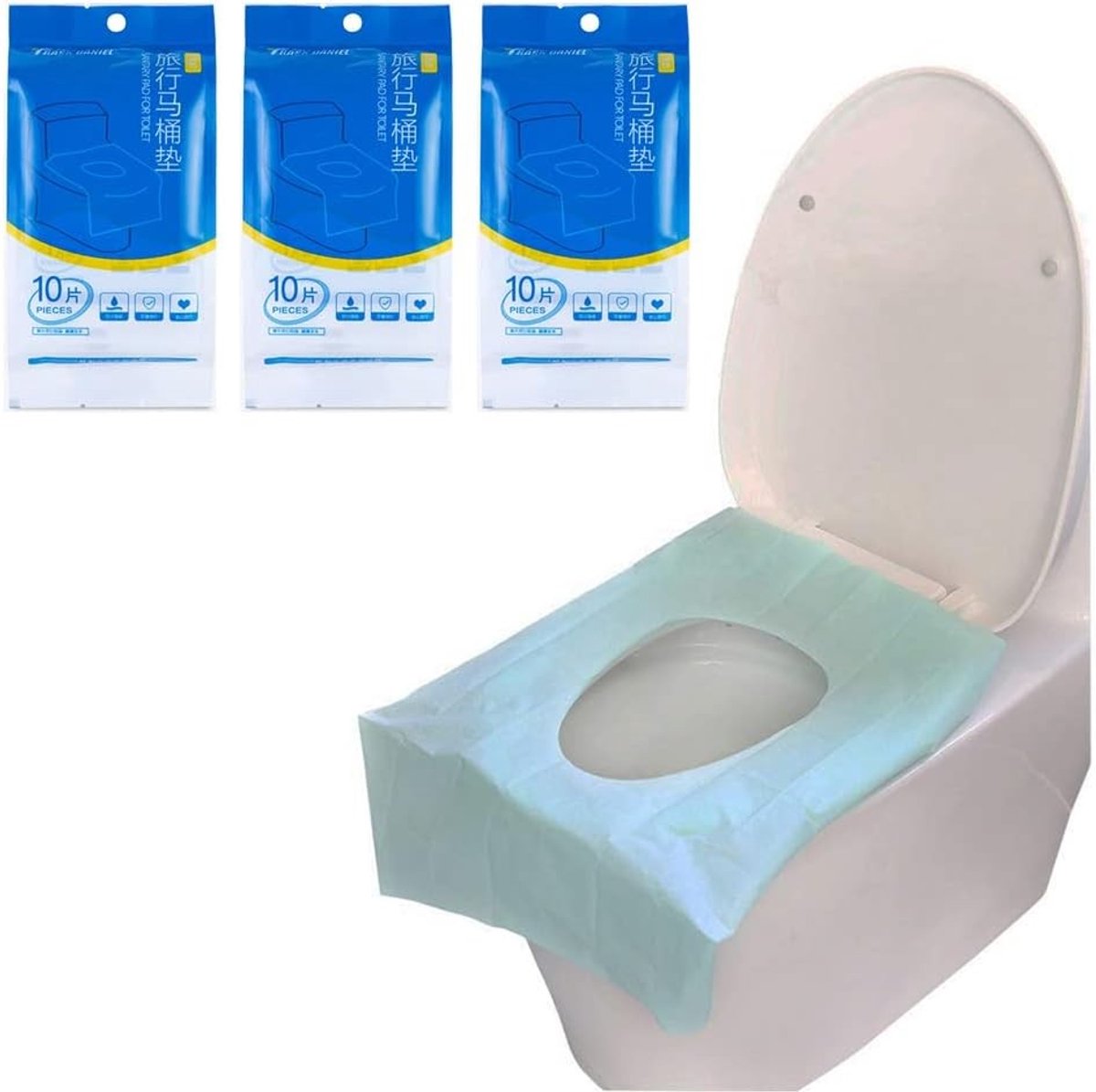 Wegwerp Toiletonderlegger - Blauw - 40 x 60 cm - Waterdichte Toiletmat - Voor Volwassenen en Kinderen