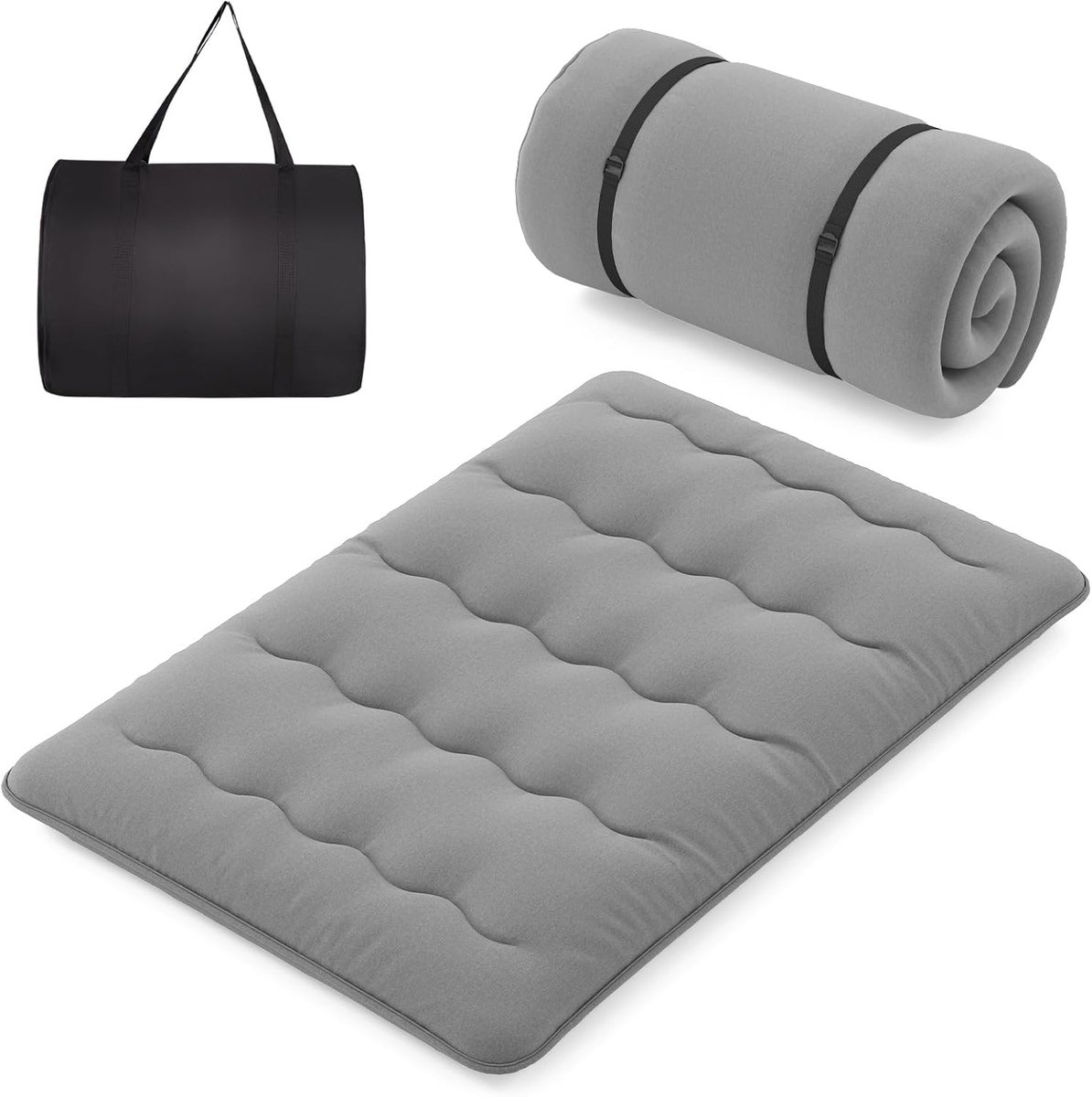 COSTWAY Japanse futonmatras, tatamimat, vloermatras, opvouwbare matras met wasbare hoes, opvouwbare slaapmat met draagtas, 140 x 200 cm