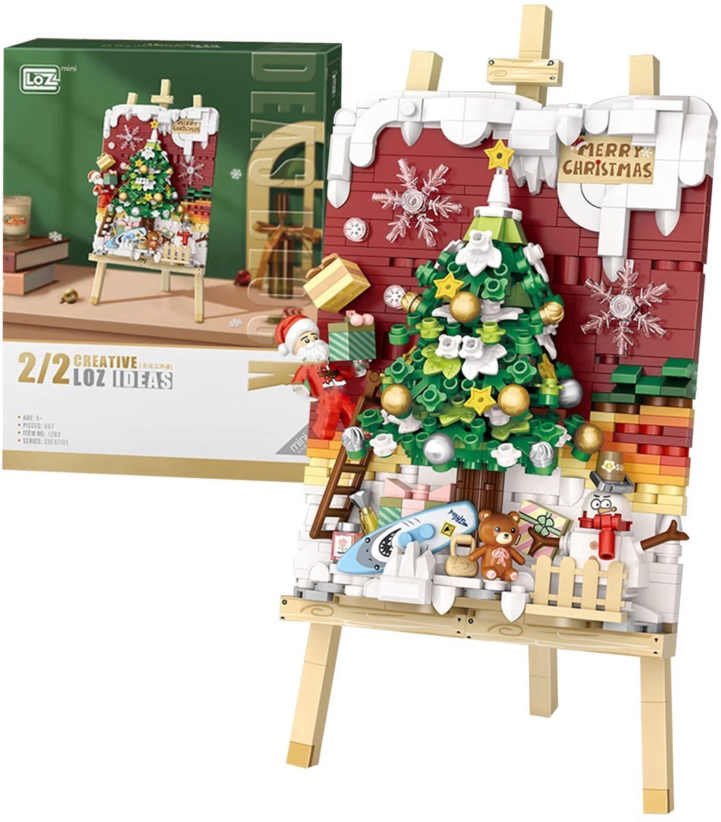 casalora - Mini kerstblok 3D schilderij model set - Bouwset - Niet Geschikt voor Lego Mould King - Bouwstenen - Modelbouw volwassenen & kinderen - Cadeautje voor Kerstmis