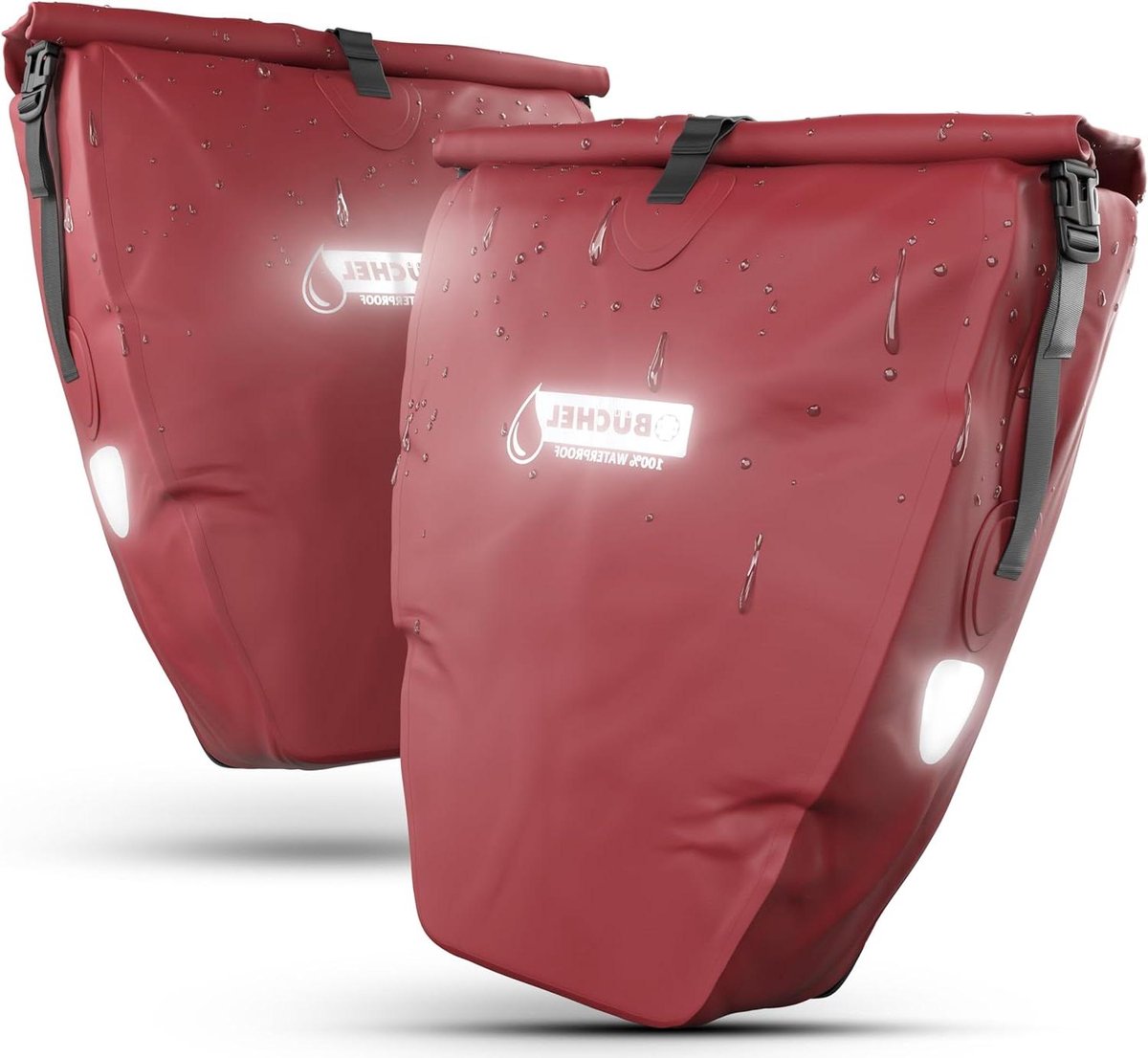 Fietstas Set - Bagagedrager tassen - Veilig op pad - 100% waterdicht - 25.4 liter - Merlot