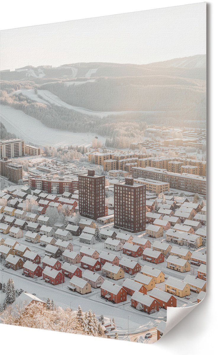 Coloray Polycanvas Wandposter - Architectuurspel, Zwart-wit - A3 - Beige Motief - Rechthoek - Wandkunstwerk - Slaapkamer - Kinder