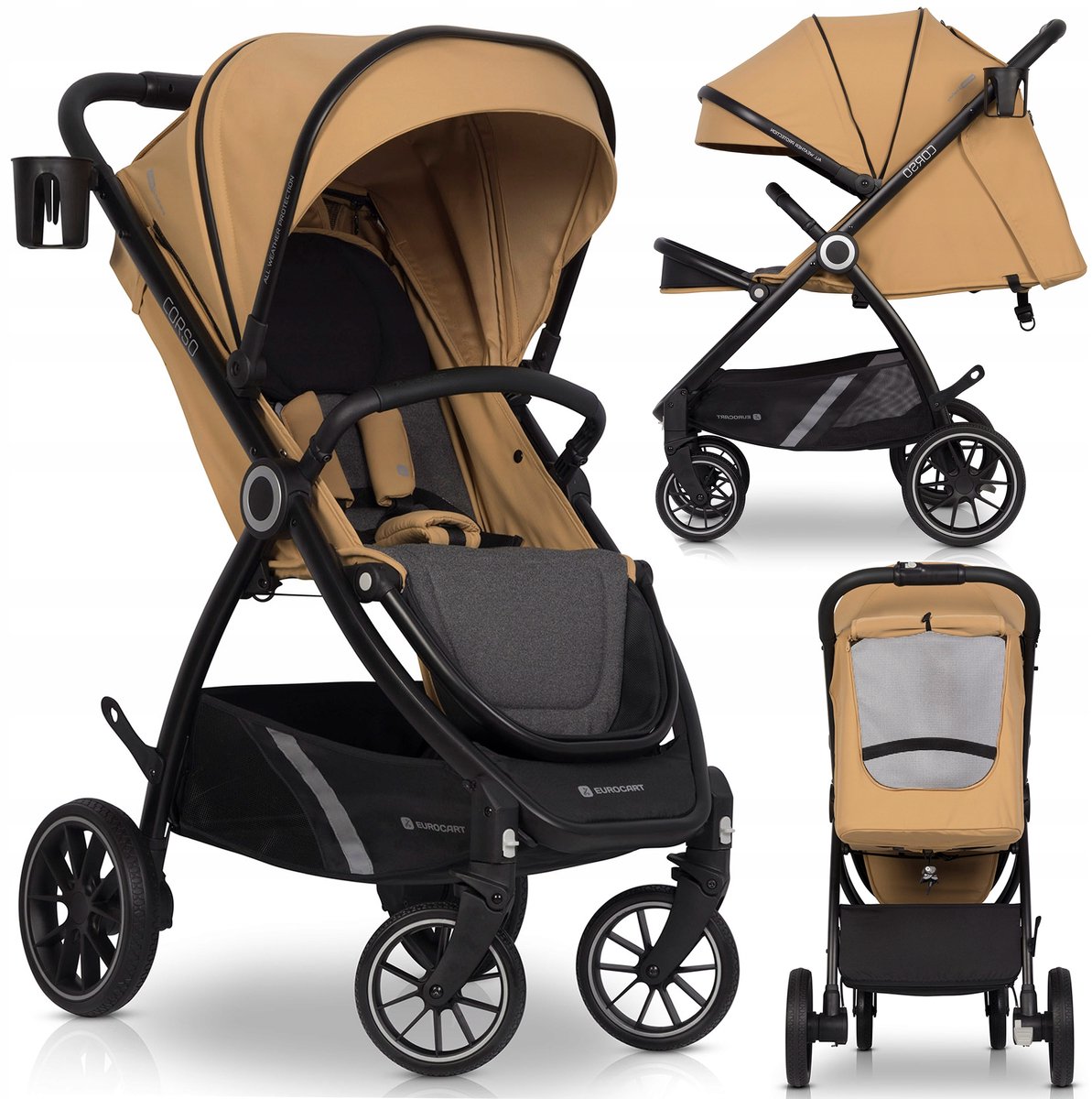 Corso kinderwagen - licht van gewicht, opvouwbaar, grote wielen, 0-22kg