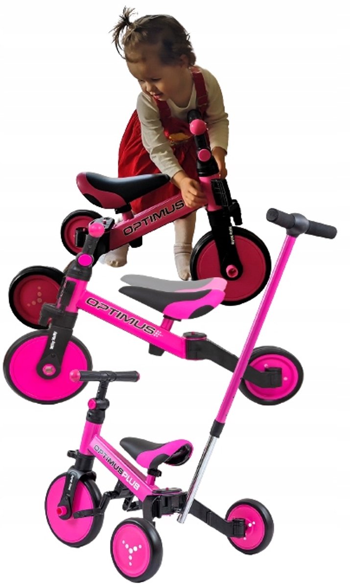 Loopfiets 4-in-1 Roze - Driewieler & Loopfiets voor Kinderen
