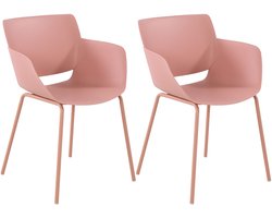 CLP Set van 2 Tuinstoelen Alpena - Met Armleuningen - Weerbestendig - Kunststof/roze