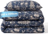 Slaapspeciaal Essential Print Lotus Blue - Dekbed zonder Overtrek - Wasbaar Dekbed - Hoesloos Dekbed - All Year Dekbed - 2 in 1 Dekbed - Incl. 1 Kussensloop - 140x200 cm