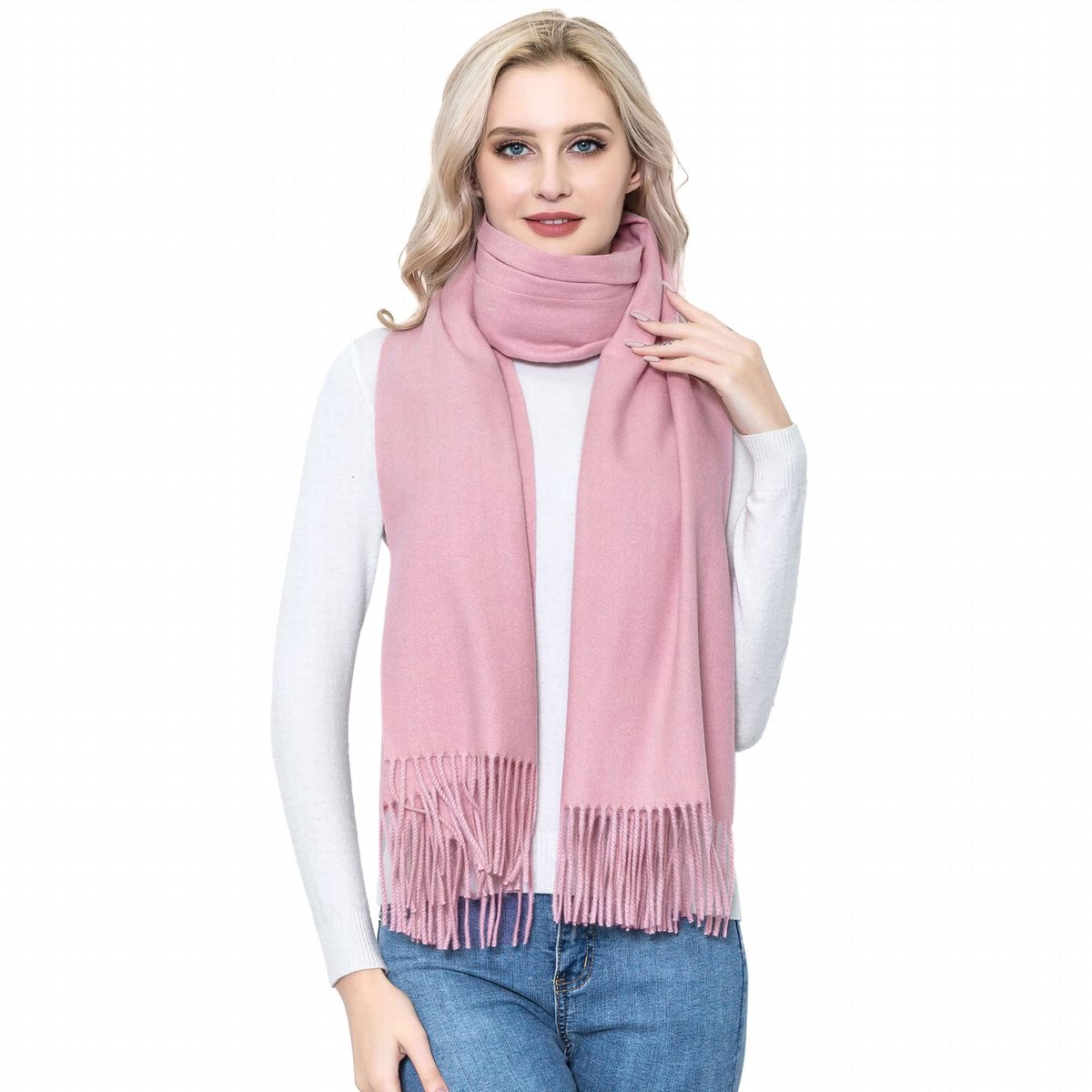 vimate Pashmina Wool sjaal en doek, dames superzachte wollen pashmina sjaal wrap voor avondjurken, D#. roze, 28 x 78 inches