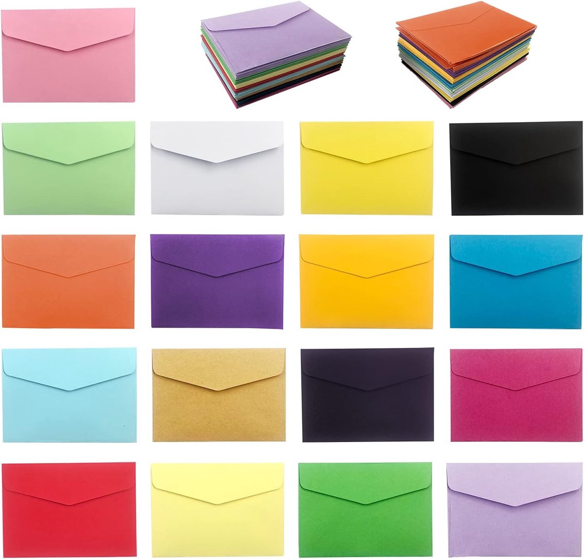 Dailygoods- Mini Enveloppen 170 Stuks - 17 Kleuren - Zelfklevend - Cardstock - Geschikt voor Wenskaarten - Formaat 4,5x3,2 inch - Cadeau-enveloppen