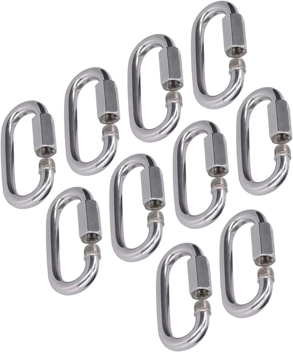 Dailygoods - Roestvrijstalen Snelkoppelingen - 10 Stuks Karabijnhaak met Schroefdraad