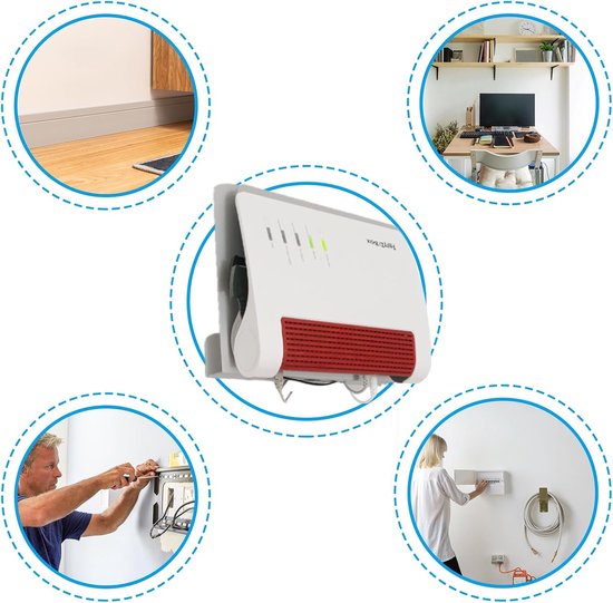Compatibel met FritzBox 7590 AX 7690 5590 Fiber 5530 7510 7490 7530 6850 6660 Cable 6890 Router, JLNJLE metalen houder modem ophanging met kabelbeheer, efficiënte warmteafvoer — afbeelding 4